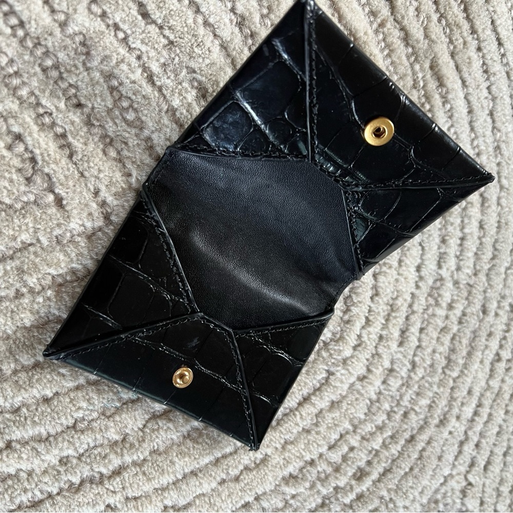 Nwt Tory Burch Parker Luxury Leather Cardholder Black Logo Wallet - Picture 6 of 9